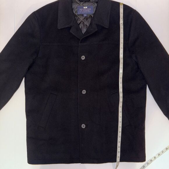 Roundtree & Yorke Men's Wool Overcoat Jacket Collared Button Front Coat Black L - Picture 11 of 15